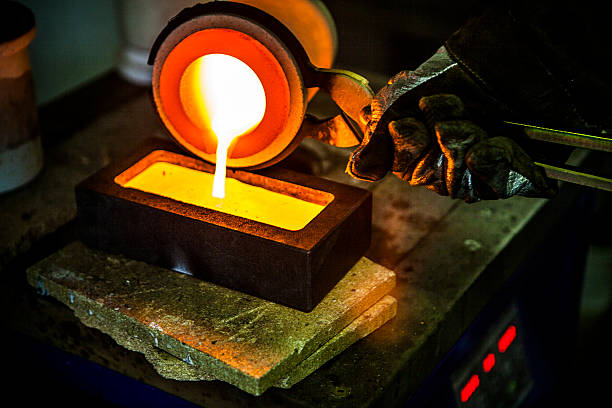 Molten gold being poured